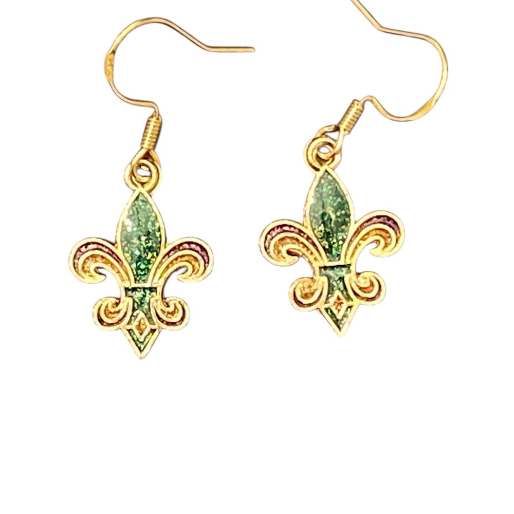 Mardi Gras Theme Fleur-de-Lis Earrings